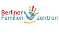 Logo der Berliner Familienzentren mit einem farbigen Handabdruck