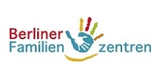 Logo Berliner Familienzentren mit bunter Hand und Schriftzug