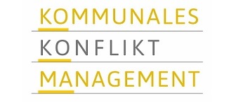 Logo Kommunales Konfliktmanagement mit Schriftzug in gelb und grau